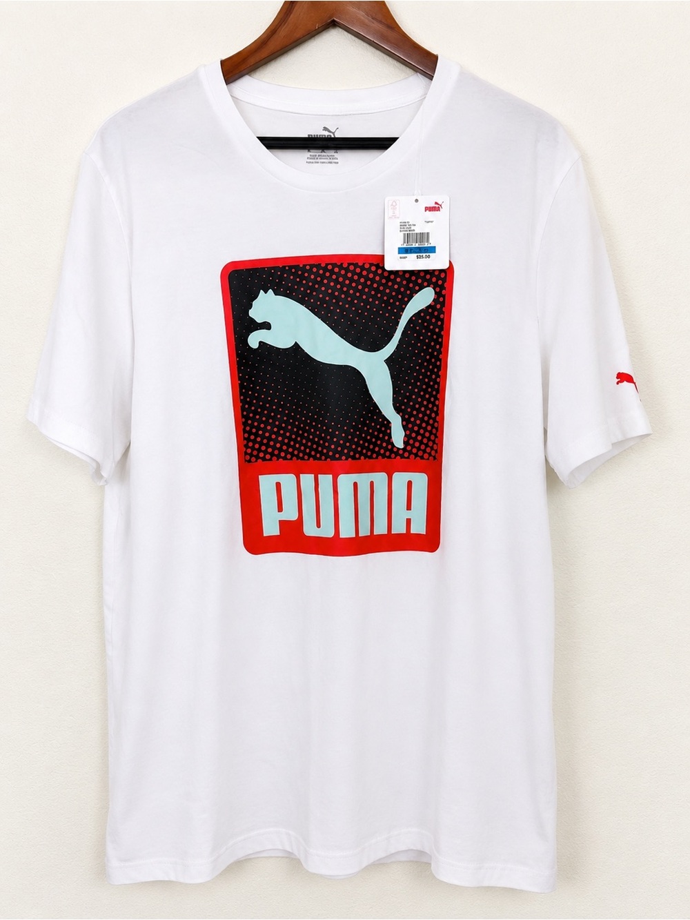 PUMA Men’s Graphic Logo T-Shirt White NWT Size L
